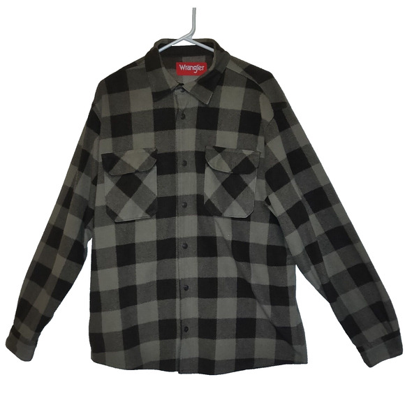 Wrangler Other - Wrangler Plaid Shirt Shacket Jacket BROWNS Fleece Unlined Men's Large L ButtonUp